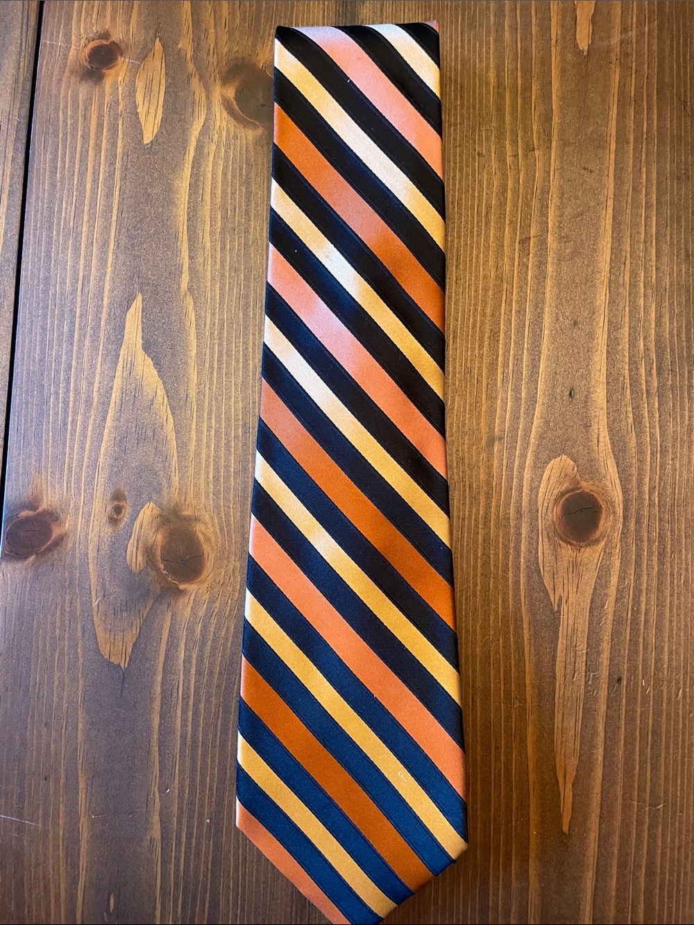 croft & barrow Orange, Navy & Cream Diagonal Stripe Tie